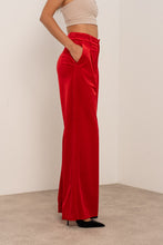 Velvet Wide-Leg Trousers/Red