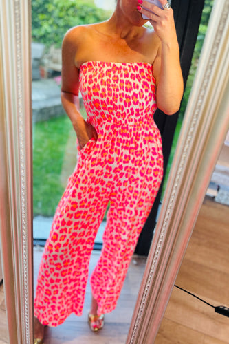 Bandeau Animal Cheesecloth Jumpsuit