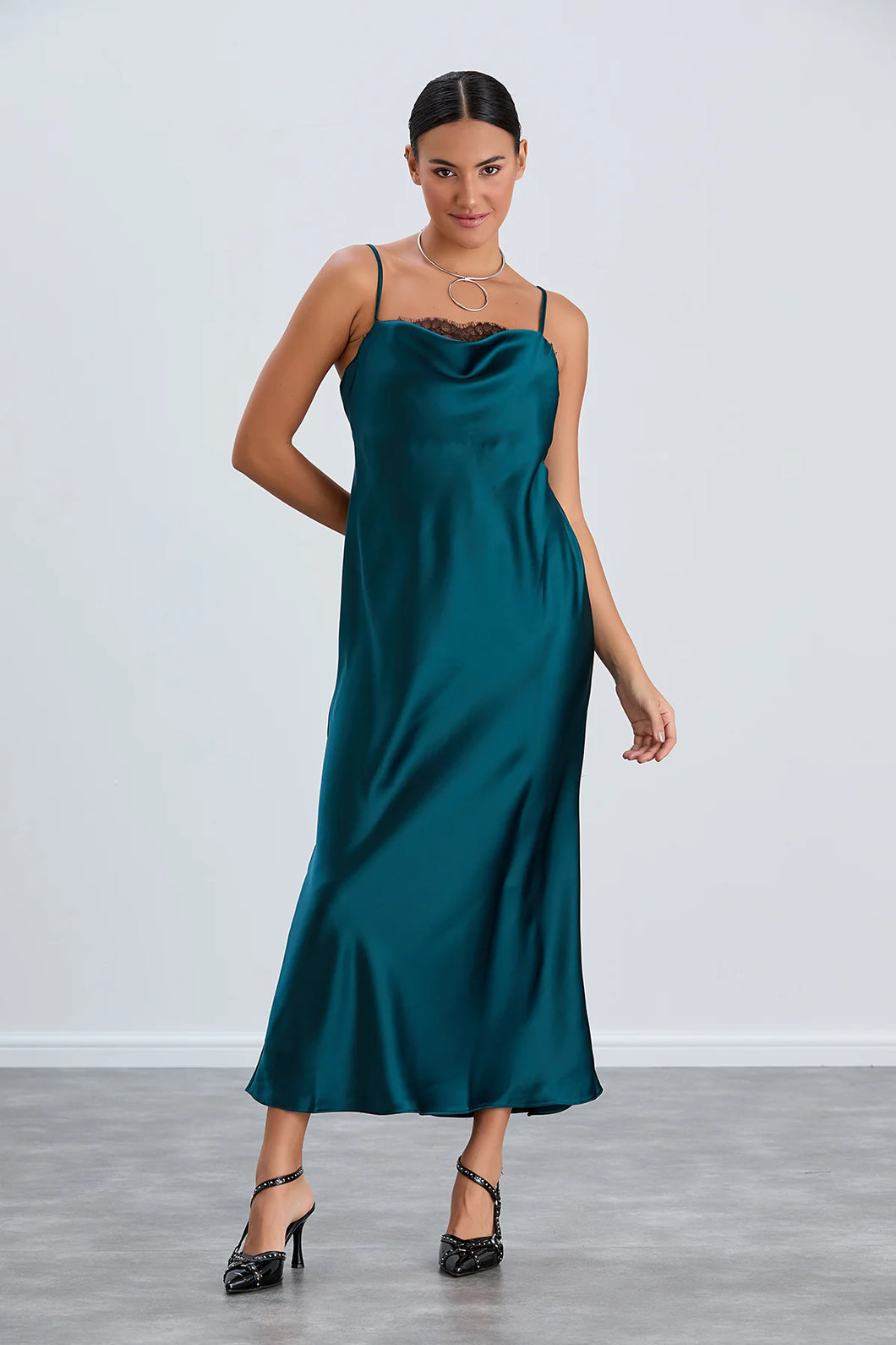 Satin Cami Midaxi Dress/Teal KC Dresses Satin Cami Midaxi Dress/Teal KC Dresses
