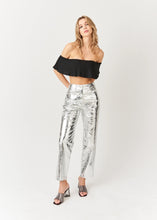 Silver Textured metallic trousers