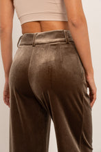 Taupe Velvet Wide-Leg Trousers