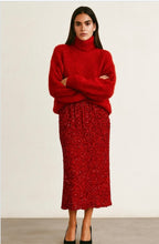 Red Sequin  Elasticated Waist Skirt