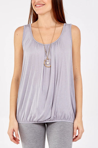 Essential Bubble Top With Necklace/Silver