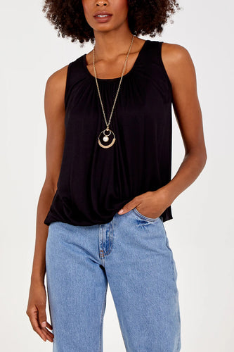 Essential Bubble Top With Necklace/Black