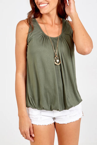 Essential Bubble Top With Necklace/khaki