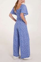 Ditsy Floral Round Neck Shirred Jumpsuit