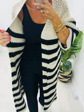 Stripe Longline Cardigan/Black