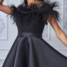 Feather Bardot Dress/Black