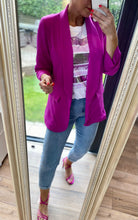 Scrunch Sleeve Blazer/Fuschia