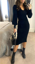 Knitted Dress With Balloon Sleeves/Black