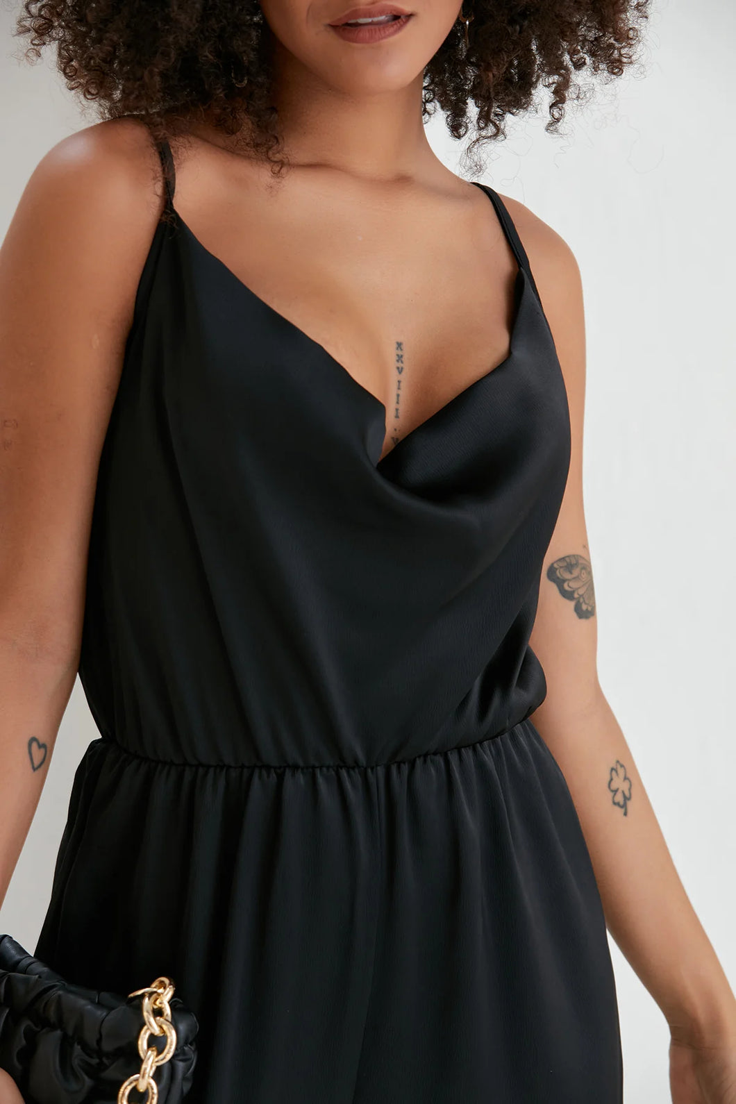 Satin Cami Jumpsuit/Black – KC Dresses