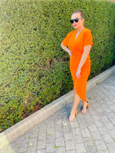 Faux Wrap Midi Dress/Orange - KC Dresses