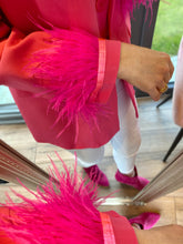 Oversized Feather Cuff Blazer/fuschia - KC Dresses