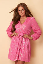 Pink Sequin Long Sleeve Mini Dress - KC Dresses