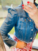 Puff Sleeve Cropped Denim Jacket - KC Dresses