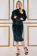 Multi Sequin Velvet Midi Skirt/Emerald - KC Dresses