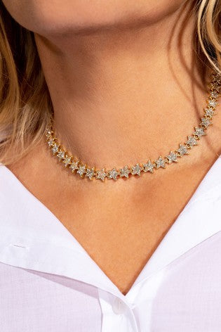 Kate Thornton Gold Sparkling Stars Tennis Necklace - KC Dresses