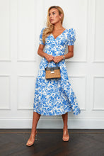 Blue Floral Tiered Midi Dress - KC Dresses