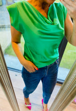 Cap Sleeve Cowl Neck Top/Green - KC Dresses
