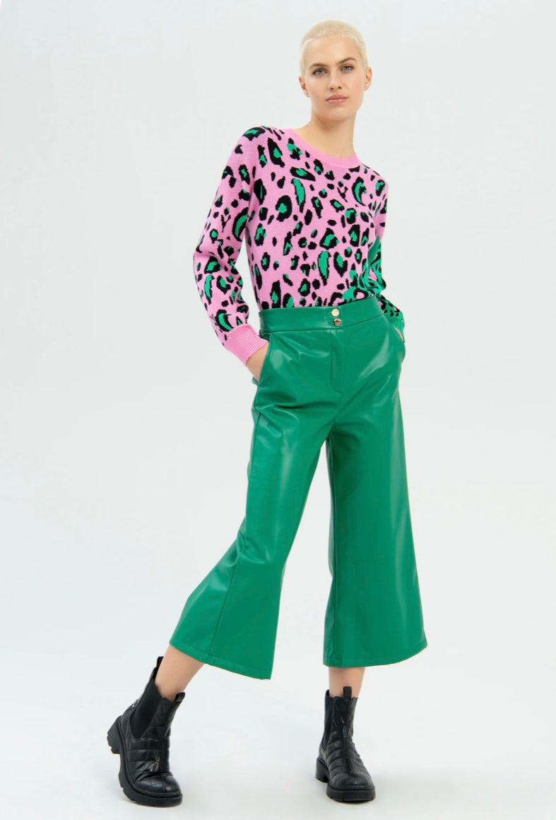 Green leopard outlet print jumper