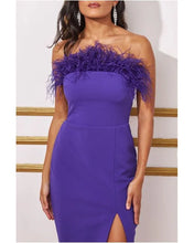 Purple Feather Dress Midi Dress - KC Dresses