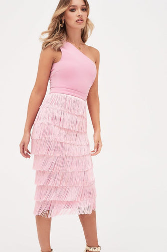 Pink Fringe Dress - KC Dresses